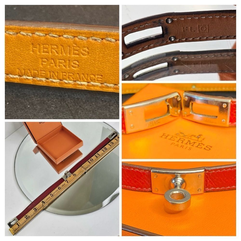 🛍️Hermes Authentic Red Leather Kelly Double Tour Bracelet with Silver Hardware - Picture 15 of 15